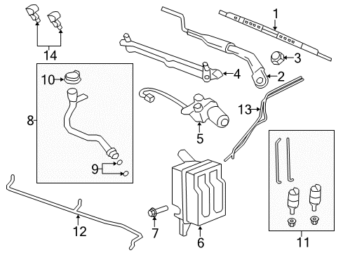 2015 Chevy Captiva Sport Windshield - Wiper & Washer Components Diagram