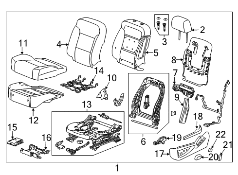 2019 Cadillac Escalade Driver Seat Components Diagram 3 - Thumbnail