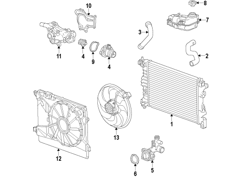 2017 Buick Encore Cooling System, Radiator, Water Pump, Cooling Fan Diagram 6 - Thumbnail