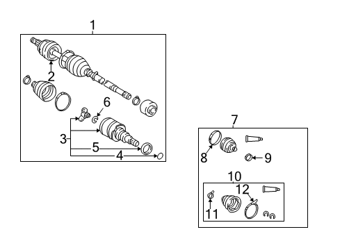 2004 Pontiac Vibe Drive Axles - Front Diagram