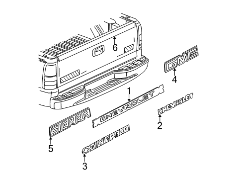 2005 Chevy Silverado 1500 Exterior Trim - Pick Up Box Diagram 6 - Thumbnail