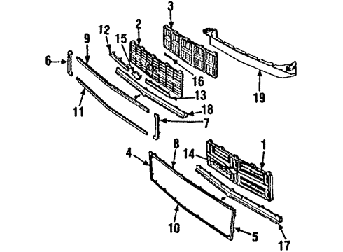 1991 GMC R3500 Grille & Components Diagram