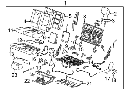 2016 GMC Yukon XL Cover Assembly, Rear Seat Back *Black Diagram for 23450161