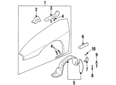 1995 Chevy Monte Carlo Hinge Assembly, Hood Body Side Diagram for 10178443