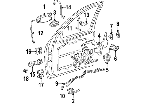 2004 Oldsmobile Silhouette Front Door - Lock & Hardware Diagram