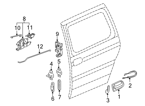 2005 Saturn Relay Side Loading Door - Lock & Hardware Diagram