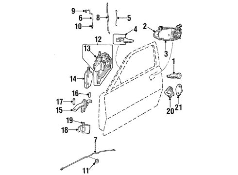 2001 Cadillac Catera Front Door - Lock & Hardware Diagram