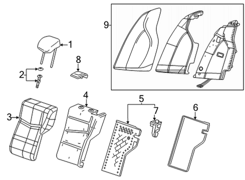 2021 Cadillac CT4 Bolster Assembly, R/Seat Bk *Beige G Diagram for 84671359