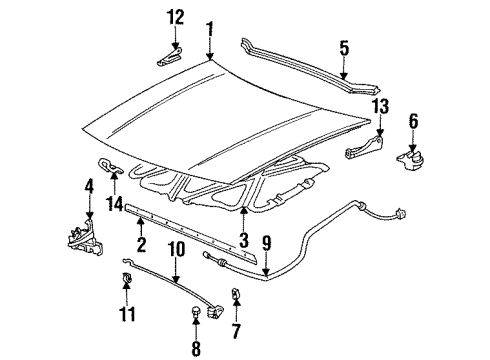 1998 Pontiac Grand Am Rod Assembly, Hood Hold Open Diagram for 22598620