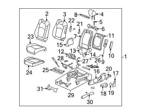 2008 Saturn Outlook Driver Seat Components Diagram 2 - Thumbnail