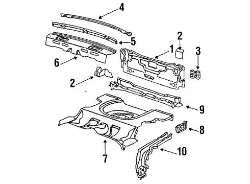 1986 Buick Skylark RAIL, Rear Cross Bar Diagram for 22550839