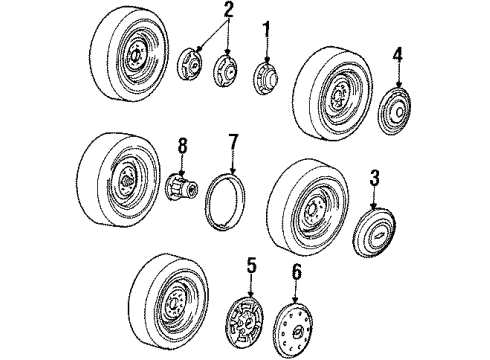 1988 Chevy R10 Suburban Cap, Hub Diagram for 14009986