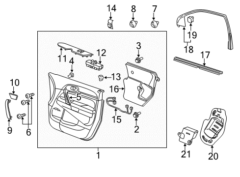 2013 Buick Enclave Switch Assembly, Door Lock & Side Window Diagram for 20958437