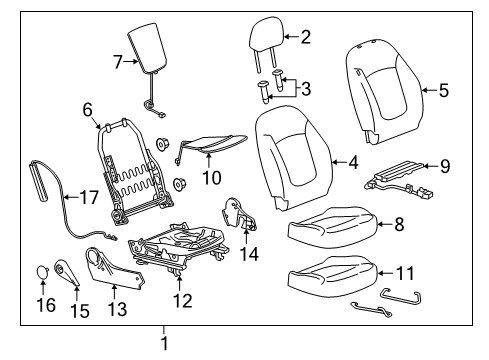 2017 Chevy Spark Passenger Seat Components Diagram