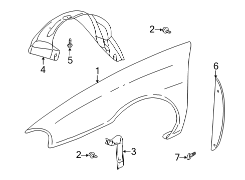 2002 Buick LeSabre Insulator, Front Fender Filler Diagram for 25654035