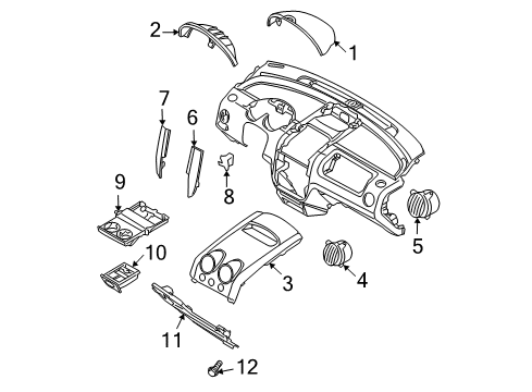 2004 Chevy Aveo Molding,Instrument Panel *Anthracite Diagram for 96537677