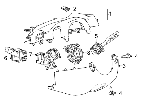 2019 Buick Regal Sportback Cover Assembly, I/P Strg Col Upr Tr *Black Diagram for 39134101