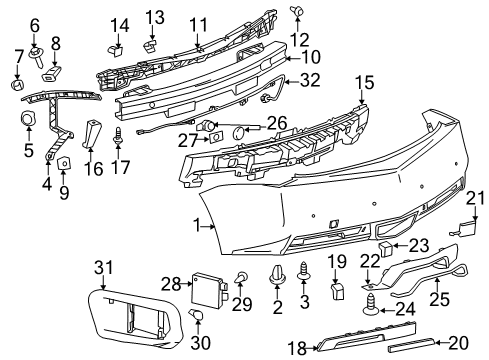 2013 Cadillac CTS Insulator, Rear Bumper Fascia *Dark Smoke Gry Diagram for 25958770