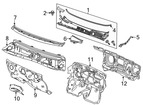 2021 Chevy Trax Extension Assembly, Air Inl Grl Pnl Diagram for 42553655