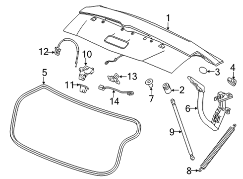 2020 Cadillac CT5 Trunk Lid & Components Diagram