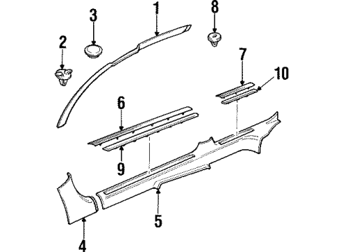 1999 Cadillac Catera Molding,Windshield Pillar Finish(RH)(Light Gray) Diagram for 90440244