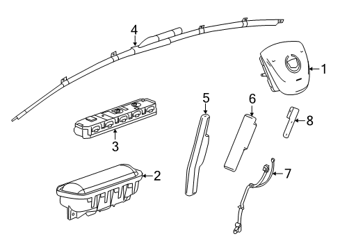 2018 Cadillac ATS Airbag Assembly, Front & Rear Row R/Rail Diagram for 23322314