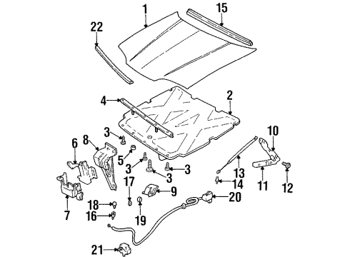 1999 Chevy Lumina Hood & Components Diagram