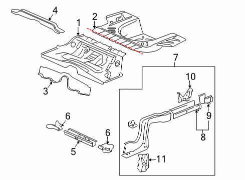 2003 Cadillac CTS Rear Floor & Rails Diagram