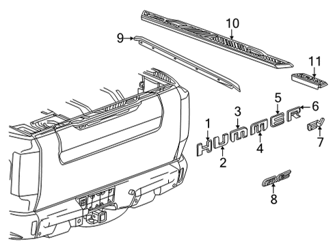 2022 GMC Hummer EV Pickup PLATE ASM-E/GATE VEH NA *VADER CHROMEE Diagram for 84943130