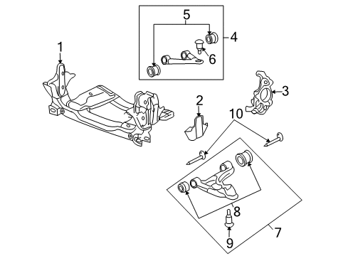 2008 Pontiac Solstice Front Suspension Components, Lower Control Arm, Upper Control Arm, Stabilizer Bar Diagram