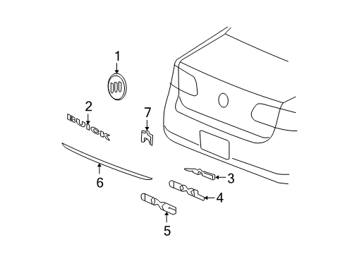 2008 Buick Lucerne Rear Compartment Lid Emblem Assembly Diagram for 10336693