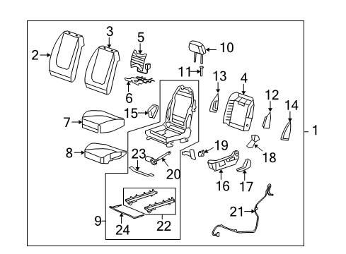 2009 Chevy Malibu Driver Seat Components Diagram 1 - Thumbnail