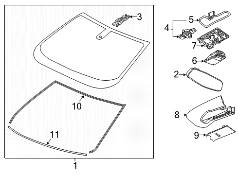 2022 Buick Enclave Glass, Reveal Moldings Diagram