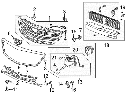 2017 Cadillac CT6 Grille & Components Diagram 1 - Thumbnail