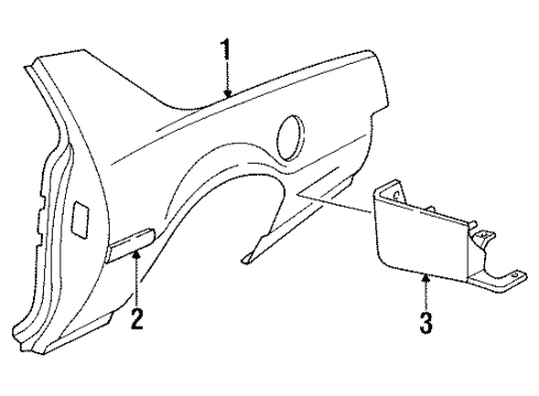 1989 Chevy Camaro Molding Assembly, Front Fender Center Rear *Black Diagram for 20682918