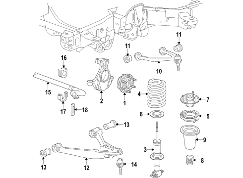 2016 GMC Yukon XL Sensor Assembly, Front Suspension Auto Fwd Lgtg Position Diagram for 23152098