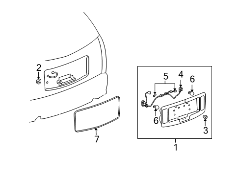 2009 Cadillac SRX Lamp Asm,Back Up & Rear License (W/ Rear License Plate Pocket) Diagram for 12335850