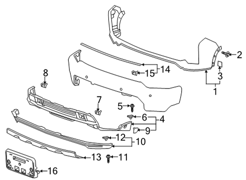 2023 Chevy Silverado 3500 HD Exterior Trim - Front Bumper - Interior & Exterior Trim Diagram 1 - Thumbnail