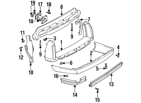 1995 Cadillac DeVille Retainer Assembly, Rear Bumper Fascia Diagram for 3547993