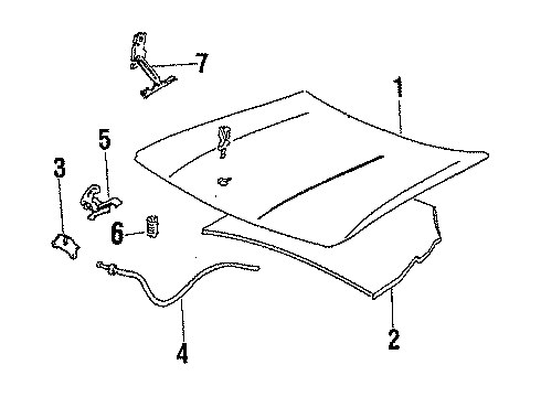 1989 Buick Electra Hood & Components Diagram