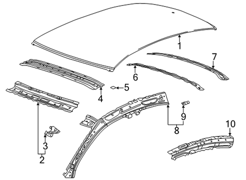 2023 Cadillac CT4 Rail Assembly, Rf Inr Si Diagram for 84621305