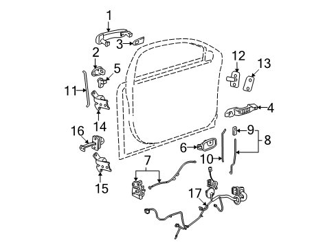 2010 Chevy Malibu Knob,Rear Side Door Locking Rod Diagram for 15266036