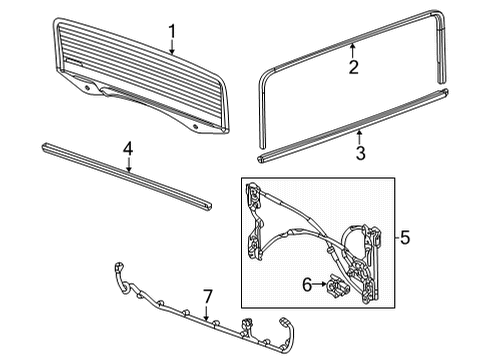 2022 GMC Hummer EV Pickup Glass & Hardware - Back Glass Diagram