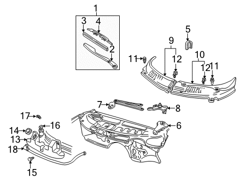 2001 Chevy Camaro Wiper & Washer Components Diagram