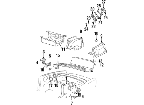 1997 Pontiac Firebird Cover, Rear Seat Shoulder Belt Retractor Access Hole *Neutral Diagram for 10272371