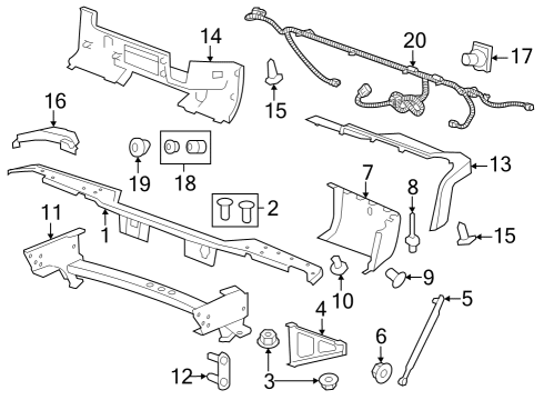 2007 GMC Sierra 2500 HD Brace, Rear Bumper Imp Bar *Triangular Shaped Diagram for 20899964