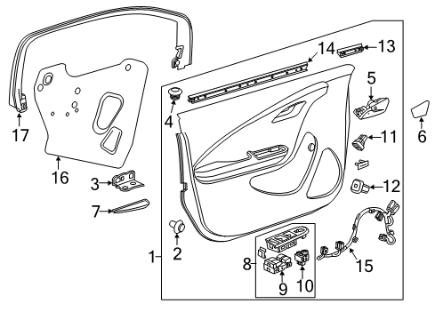 2013 Chevy Volt Sealing Strip Assembly, Front Side Door Window Inner Diagram for 22818763