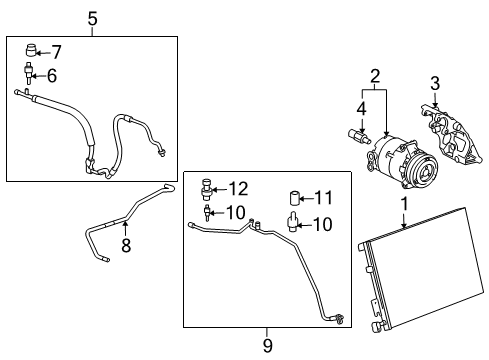 2005 Cadillac XLR A/C Condenser, Compressor & Lines Diagram