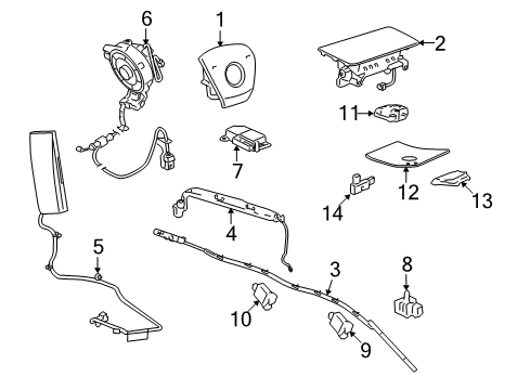 2010 GMC Yukon XL 2500 Cover, Airbag Sensor & Diagnostic Module Diagram for 22857294