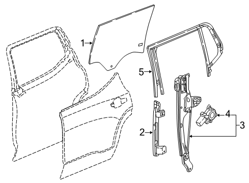 2019 GMC Acadia Weatherstrip Assembly, Rear S/D Wdo Diagram for 84852428